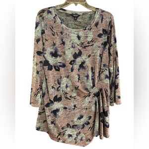 Simply Vera Vera Wang Floral Print Blouse - Purple and Black